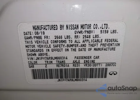 2020 Infiniti Q50 Red Sport 400 Awd from USA, damaged, VIN JN1FV7AR9LM660314